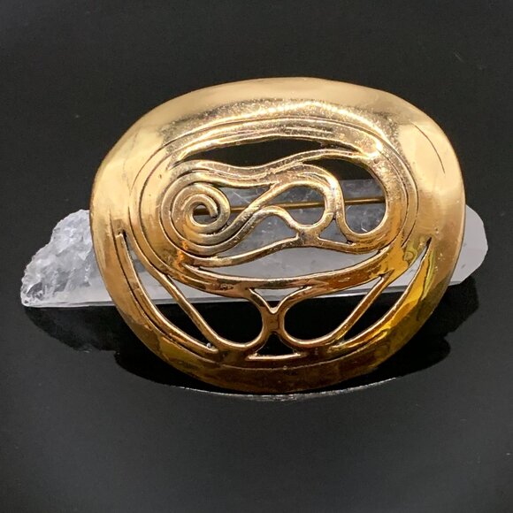 EH Eivind Hillestad K7 Bronze Norway Modernist Vtg C Clasp Brooch Pin J553 - Picture 4 of 6